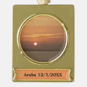 Sunrise over Aruba I Caribbean Seascape Verguld Banner Ornament (Voorkant)