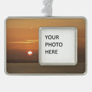 Sunrise over Aruba I Caribbean Seascape Verzilverd Kader Ornament