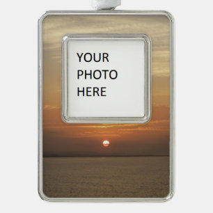 Sunrise over Aruba II Caraïben Seascape Verzilverd Kader Ornament