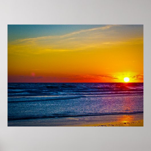 Sunrise-over-Atlantische Oceaan en waterreflectie Poster (Voorkant)