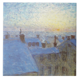 Sunrise over de daken (door Eugène Jansson) Tegeltje