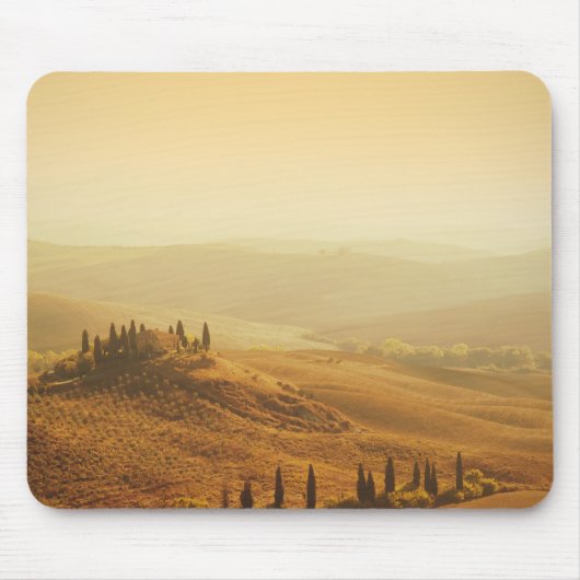 Sunrise over een landschap in Toscane mousepad Muismat (Voorkant)