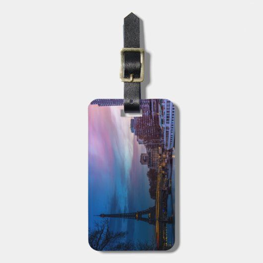 Sunrise over Eiffeltoren - Parijs, Frankrijk, Euro Bagagelabel (Voorkant verticaal)