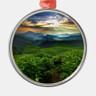 Sunrise over het Boerderij van Tea Metalen Ornament
