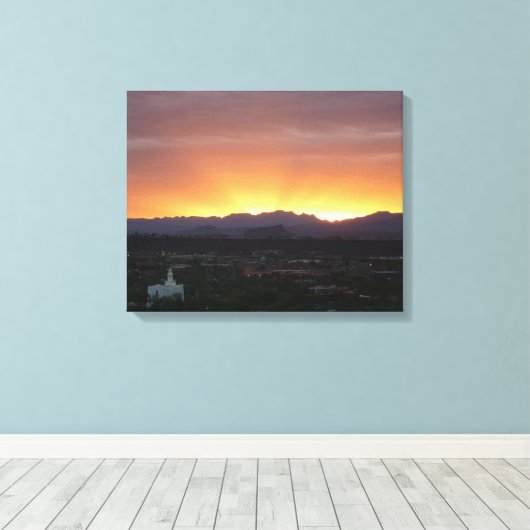 Sunrise over het landschap St. George Utah Canvas Afdruk (Insitu (Houten vloer))