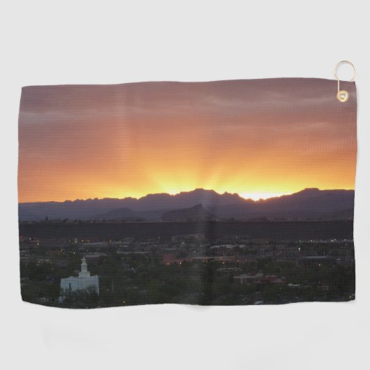 Sunrise over het landschap St. George Utah Golfhanddoek (Horizontaal)