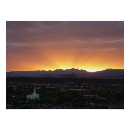 Sunrise over het landschap St. George Utah Perfect Poster (Voorkant)