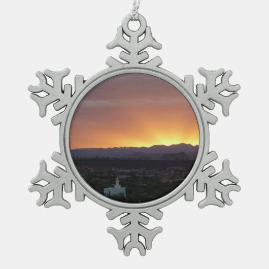 Sunrise over het landschap St. George Utah Tin Sneeuwvlok Ornament (Voorkant)