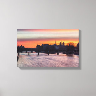 Sunrise over Ile de la Cite en Notre Dame - Parijs Canvas Afdruk