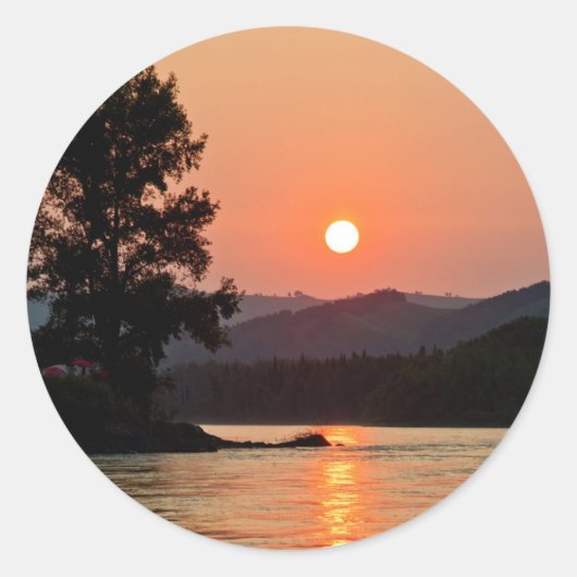 Sunrise Over Katun Ronde Sticker (Voorkant)