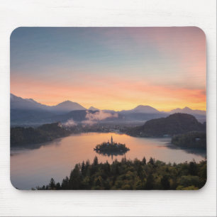 Sunrise over Lake Bled mousepad Muismat