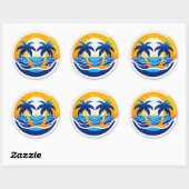 Sunrise Over Ocean Waves Emblem Ronde Sticker (Vel)