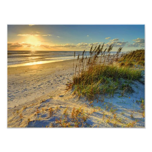 Sunrise Over Sand Dunes and Ocean Photo Print (Devant)