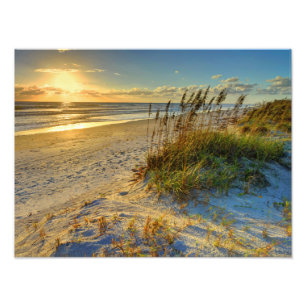 Sunrise Over Sand Dunes en Ocean Photo Print Foto Afdruk