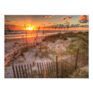 Sunrise Over Sand Dunes in Daytona Beach, FL Foto Afdruk