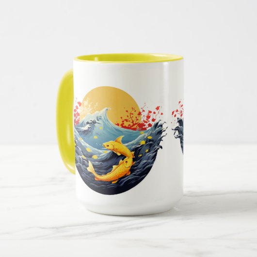 "Sunrise Over Waves : Koi Edition Mug (Devant gauche)