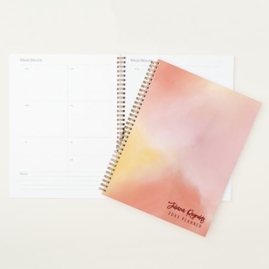 Sunrise Peach rose Jaune Planner d'art Abstrait (Devant avec enveloppe)