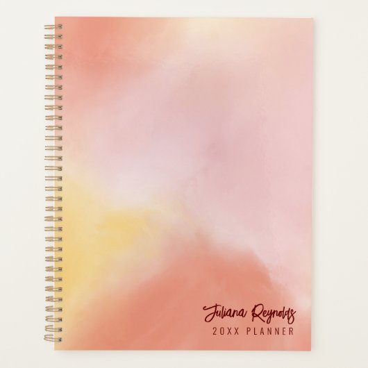 Sunrise Peach Roze Geel Abstract Art Planner (Voorkant)