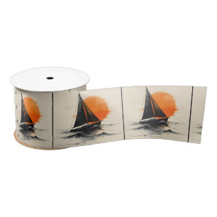 Sunrise Sailboat Silhouette Sketch Lint