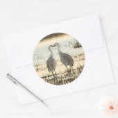 Sunrise Sandhill Crane pair Ronde Sticker (Envelop)