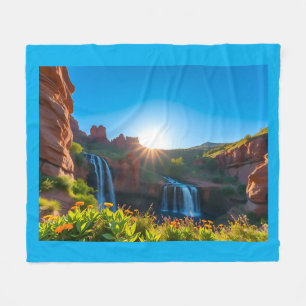 Sunrise Sandstone Waterval Landschap Fleece Deken