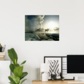 Sunrise Silhouette van Elk bij Castle Geyser Poster (Thuiskantoor)