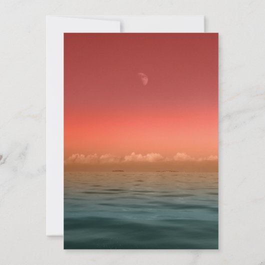 Sunrise Skies Ocean Moon Faire-part de mariage (Dos)
