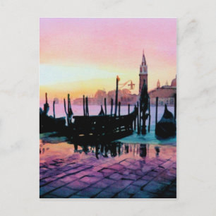 'Sunrise St. Mark's' Gondola Waterverf Briefkaart