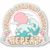 Sunrise Sunburn Sunset Herhaal Retro Boho Sticker (Voorkant)