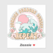 Sunrise Sunburn Sunset Herhaal Retro Boho Sticker (Vel)