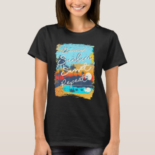 Sunrise Sunburn Sunset Herhaal Retro T-shirt