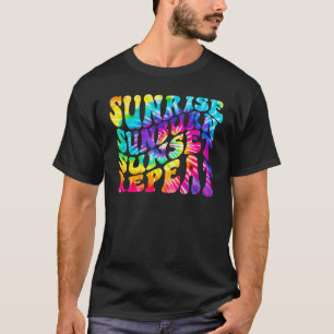 Sunrise Sunburn Sunset Herhaal Tie Dye Hallo Summe T-shirt