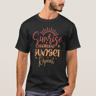 Sunrise Sunburn Sunset Repea for Women Summer T-shirt