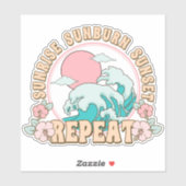 Sunrise Sunburn Sunset Repeat Beach Life Summer Sticker (Vel)