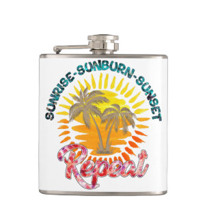 Sunrise-Sunburn-Sunset-Repeat   Gouden palmbomen Heupfles