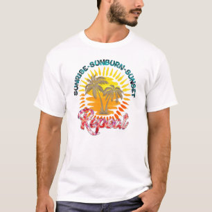 Sunrise-Sunburn-Sunset-Repeat Gouden palmbomen T-shirt