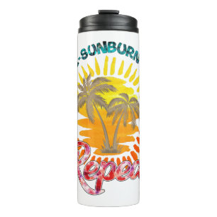 Sunrise-Sunburn-Sunset-Repeat Gouden palmbomen Thermosbeker