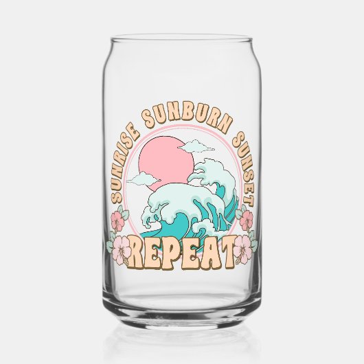 Sunrise Sunburn Sunset Repeat Summer Beach Life Blikvorm Glas (Voorkant)