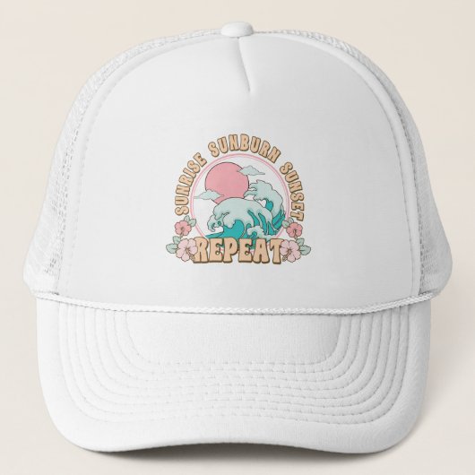 Sunrise Sunburn Sunset Repeat Summer Beach Life  Trucker Pet (Voorkant)