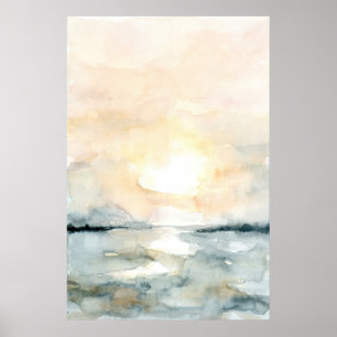 Sunrise Sunset Beach Ocean Waterverf Verticaal Poster