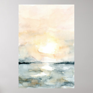 Sunrise Sunset Beach Ocean Waterverf Verticaal Poster
