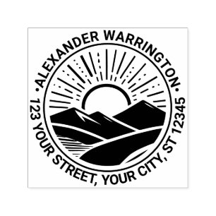 Sunrise Sunset Behind Mountains #2 Naam Adres Zelfinktende Stempel