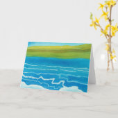 Sunrise Sunset Ocean Scene Waterverf Blank Kaart (Gele Bloem)