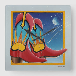 Sunrise Sunset Western COWBOY BOOT WALL HORLOGE