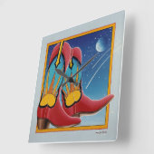 Sunrise Sunset Western COWBOY BOOT WALL HORLOGE (Angle)