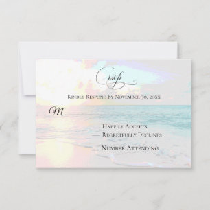 *~* Sunrise Sunset Zee Ocean - Beach Wedding RSVP Kaartje