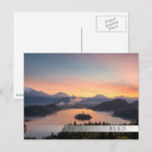 Sunrise sur Lake Bled bar carte postale (Devant / Derrière)