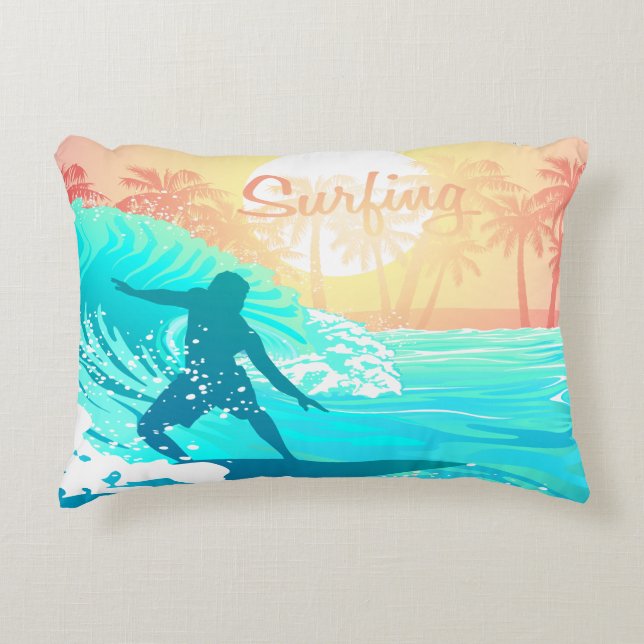 Sunrise Surfer Accent Kussen (Voorkant)