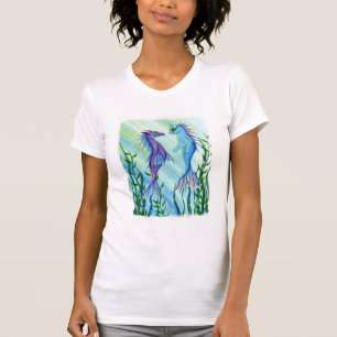 Sunrise Swim, Zee Dragon & Mermaid Cat Art T-Shirt