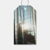 Sunrise Through Icicles Winter Natuur Fotografie Cadeaulabel (Voorkant)